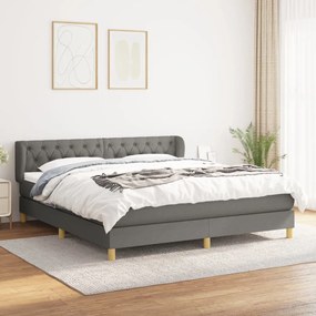 Giroletto A Molle Con Materasso Grigio Scuro 160x200 Cm Tessuto /