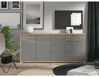 Credenza per soggiorno moderna, finitura Grigio grafite e Rovere ZFM64411011