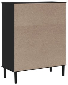 Credenza SENJA Aspetto Rattan Nero 90x40x112 cm Massello Pino