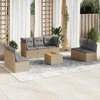 Set Divano da Giardino 8 pz con Cuscini Beige Misto Polyrattan 3255898