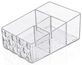 Organizer porta trucchi e cosmetici in plastica trasparente con 4 scomparti