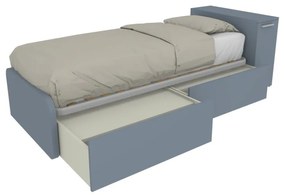 964CK - Letto cameretta 80x190  singolo con elemento contenitore in testata e cassetti estraibili