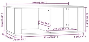 Tavolino da Salotto Bianco Lucido 100x50x36cm Legno Multistrato