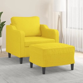 Poltrona Con Poggiapiedi Giallo Chiaro 60 Cm İn Tessuto /