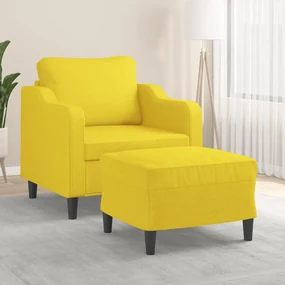 Poltrona Con Poggiapiedi Giallo Chiaro 60 Cm İn Tessuto /