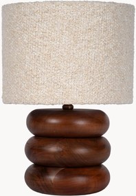 Lampada da tavolo in legno di acacia con paralume in bouclé Luigi