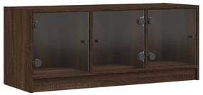 Mobile porta tv con ante in vetro rovere marrone 102x37x42 cm