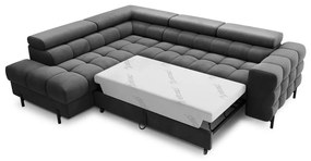 Divano angolare grigio scuro allungabile/con contenitore (con penisola a sinistra/a L) e rivestimento in velluto Ferucce – ELTAP