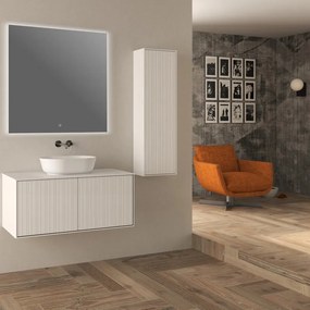 Colonna per mobile bagno Domino di Baden Haus 1 anta P 20 x L 35 x H 115 cm bianco opaco pvc cannettato