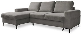 Divano letto in velluto a coste grigio (angolo sinistro) Lofty Lilly - Miuform