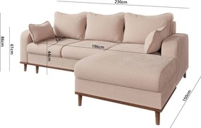 Divano angolare beige in velluto a coste (angolo destro) Beata - Ropez