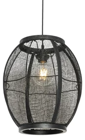 Lampada a sospensione orientale in tessuto nero 35 cm - Rob