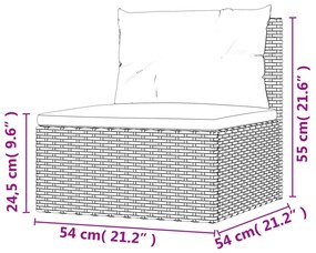 Set Divani da Giardino 5 pz con Cuscini in Polyrattan Grigio