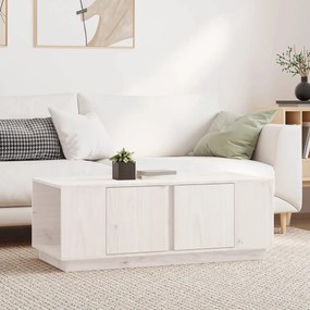 Tavolino da salotto bianco 110x50x40 cm legno massello di pino