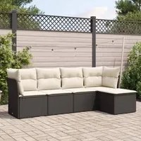 Set Divani da Giardino 5 pz con Cuscini in Polyrattan Nero 3249395