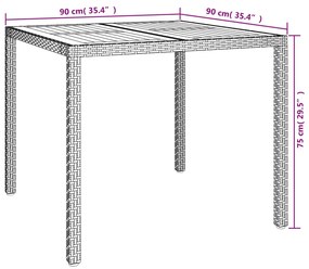 Set da Pranzo da Giardino 3 pz con Cuscini in Polyrattan Grigio