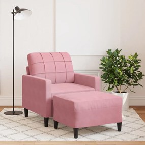 Poltrona Con Poggiapiedi Rosa 60 Cm Velluto /