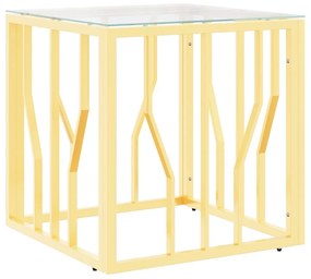 Tavolino da Salotto Oro 50x50x50 cm in Acciaio Inox e Vetro