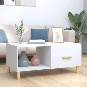 Tavolino da salotto bianco 89,5x50x40 cm in legno multistrato