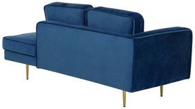 Chaise longue velluto blu marino sinistra MIRAMAS Beliani