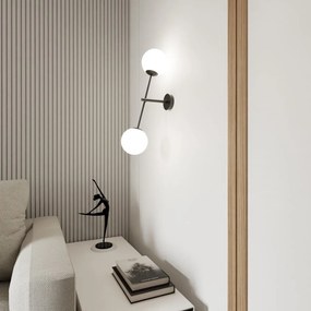 Applique da Parete in Acciaio e Vetro LINEAR K2 Nero 2xE14