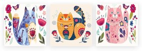 Quadri per bambini in set da 3 30x30 cm Cats - Wallity