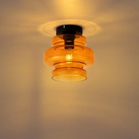 Plafoniera retrò nera con vetro arancione - Denise