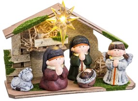 Presepe di Natale Multicolore Ceramica Legno MDF 22,5 x 8,5 x 16,5 cm (5 Pezzi)