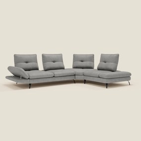 Ardex Divano Angolare - schienali traslanti e bracciolo regolabile in elegante tessuto impermeabile T06 grigio