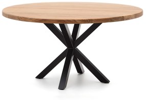 Kave Home - Tavolo rotondo Argo di legno massello di acacia e gambe in acciaio con finitura nera Ã˜ 150