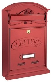 Cassetta postale ALUBOX  LETTERE formato rivista in alluminio rosso opaco L 27 x P 8.5 x H 42 cm