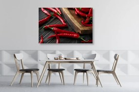 Quadro su tela – Tavola con peperoncini