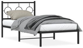 Giroletto Con Testiera İn Metallo Nero 90x190 Cm /