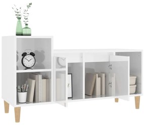 Mobile Porta TV Bianco Lucido 100x35x55 cm in Legno Multistrato