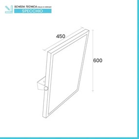 Specchio reclinabile per disabili 45x60 con cornice e staffe