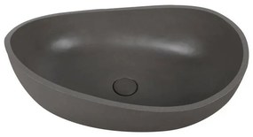 Kamalu - lavabo da appoggio asimmetrico con finitura terrazzo grigia scura | kteris-570gr