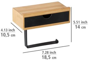 WENKO 24754100 - Porta rotolo per carta igienica BAMBUSA 18,5x14 cm marrone/nero