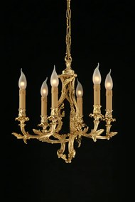 6-light chandelier in brass casting - 12.205/6 - Gold Light and Crystal - Arredoluce Argento anticato