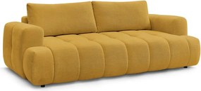 Divano color senape allungabile e con contenitore rivestito in ciniglia 251 cm Fuji – Bobochic Paris