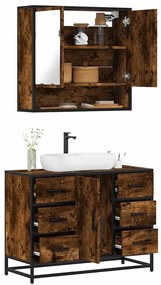Set Mobili Da Bagno 2 Pz Rovere Fumo İn Legno Multistrato /