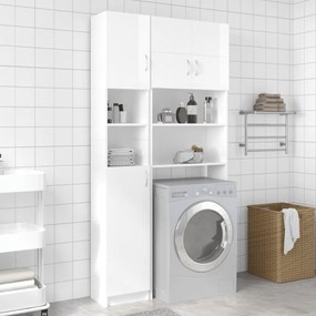 Mobile Da Bagno Bianco Lucido 32x25,5x190 Cm Legno Multistrato /