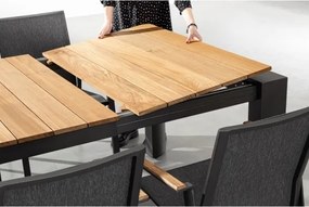 Tavolo Da Esterno In Alluminio Piano In Teak Allungabile 110x253/384 Cm Cameron Antracite Bizzotto
