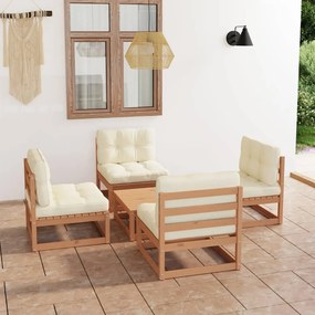 Set Divani Da Giardino 5 Pz Con Cuscini Legno Massello Di Pino /