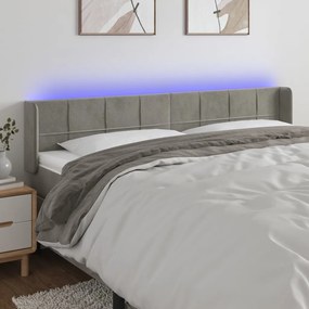 Testiera A Led Grigio Chiaro 183x16x78/88 Cm İn Velluto /