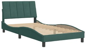 Giroletto con testiera verde scuro 100x200 cm in velluto