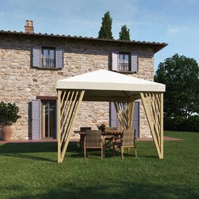 Gazebo Osaka in legno struttura naturale, copertura bianco L 314 x P 314 x H 301 cm