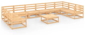 Set divani da giardino 11 pz in legno massello di pino