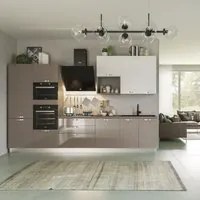 Cucina Zara Glam 360 cm tortora lucido e bianco sinistra