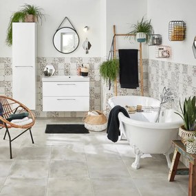 Mobile da bagno sospeso sotto lavabo L 90 x H 58 x P 48 cm bianco laminato lucido, 2 cassetti SENSEA Remix