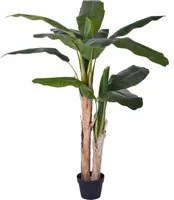 Banana Artificiale a 2 Diramazioni in Vaso Altezza 135 cm Verde